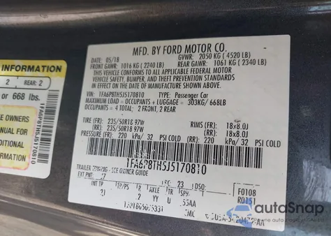 2018 Ford Mustang Ecoboost from USA, damaged, VIN 1FA6P8TH5J5170810